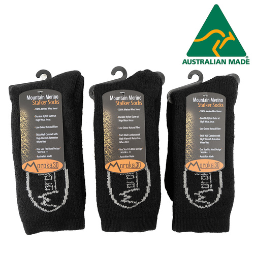 Merino Stalker Sock - 3 Pack - Black